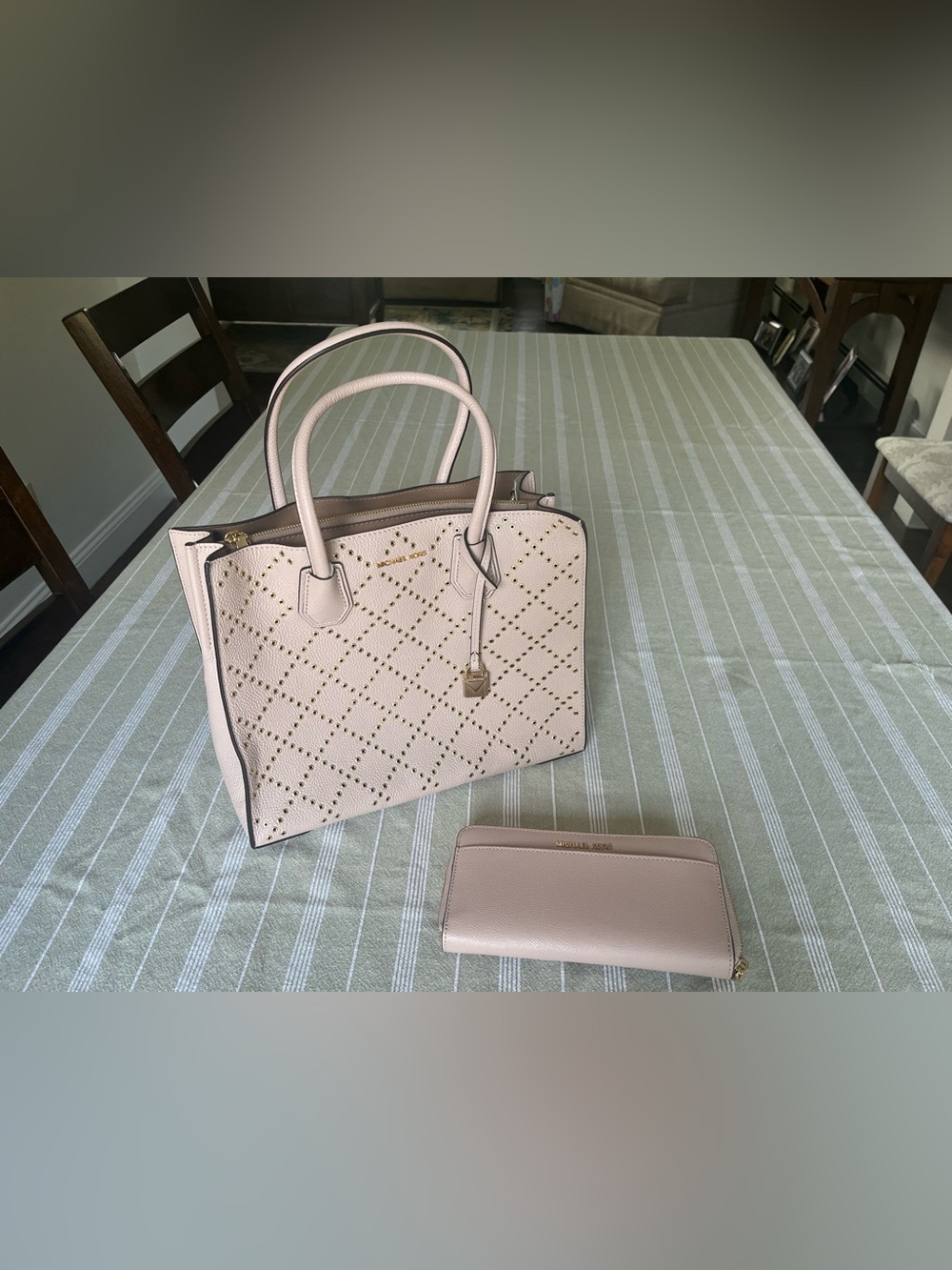 Michael Kors Mercer Stud and Grommet Kors Large Shoulder Tote Bag and Wallet